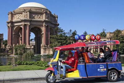 San Francisco Private Group City Tour - Lucky Tuk Tuk - Getting cozy in an open-air ride: heated seats, blankets, and real SF weather