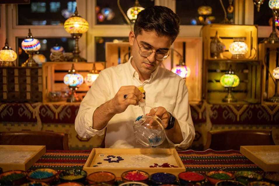 San Francisco: Turkish Mosaic Lamp Workshop - From mosaic pieces to the glass globe: the main build