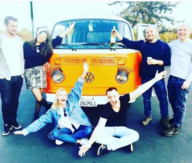 San Fransisco: Vintage VW Bus Wine Country Tour Small Group - Golden Gate Bridge mimosa moment and quick SF history